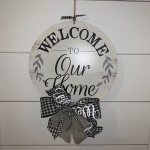 Welcome to our home farmhouse metal sign